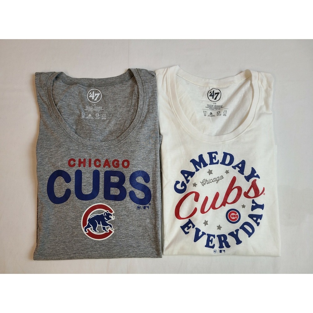 Chicago Cubs Women's T-Shirts‎ Size L '47 Brand Short Sleeve Lot of 2